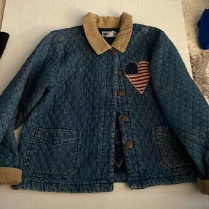 Vintage Haiks Quilted Denim Jacket With American flag hearts